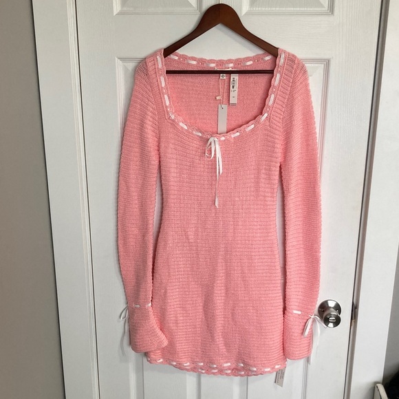 For Love And Lemons Dresses & Skirts - Pink Knit Sweater Dress